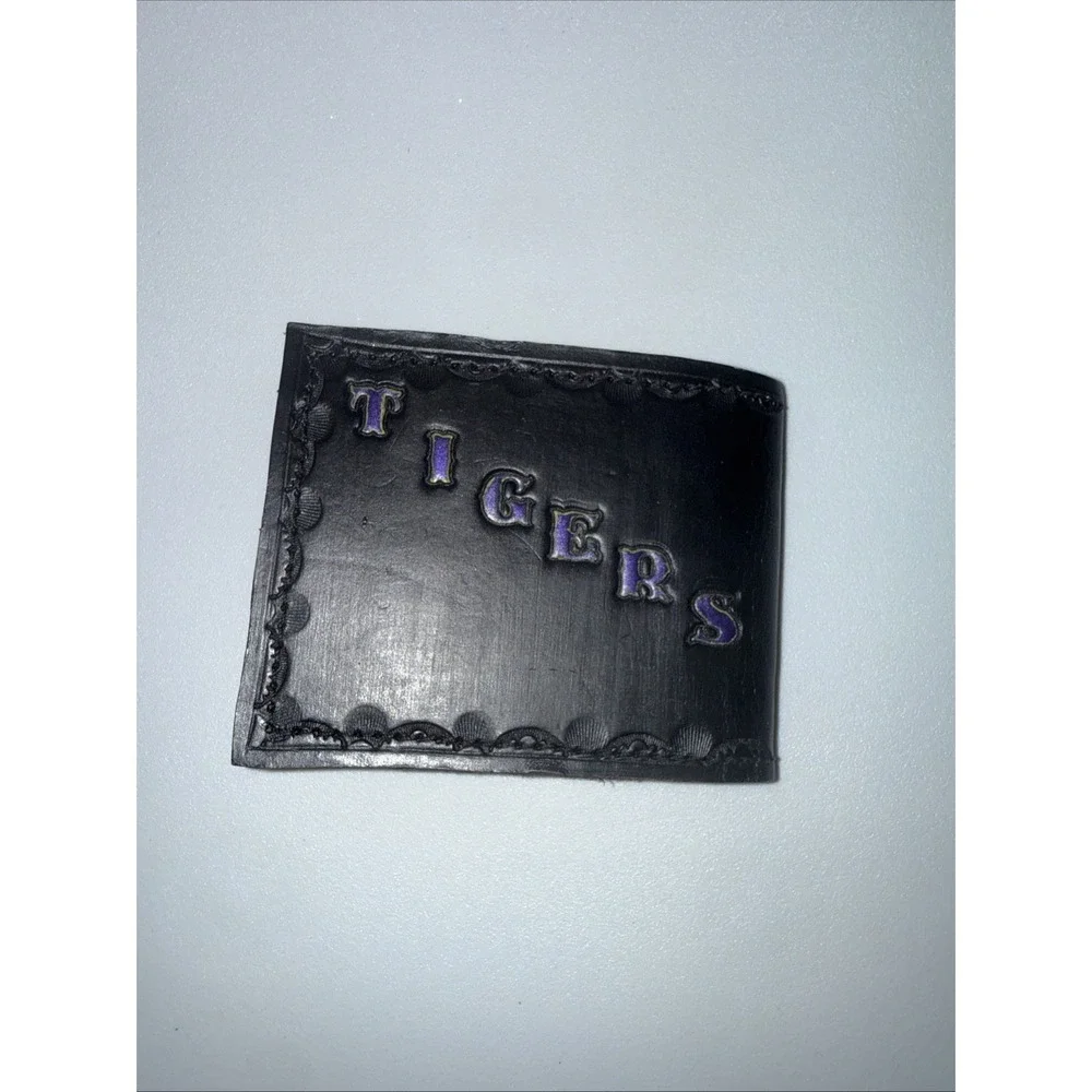 LSU Tigers Handtooled Engraved Bi-fold Wallet Black
